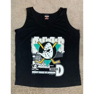 Vintage 1993 Anaheim Mighty Ducks NHL 90s Tank Top Magic Johnson T’s Mens L New